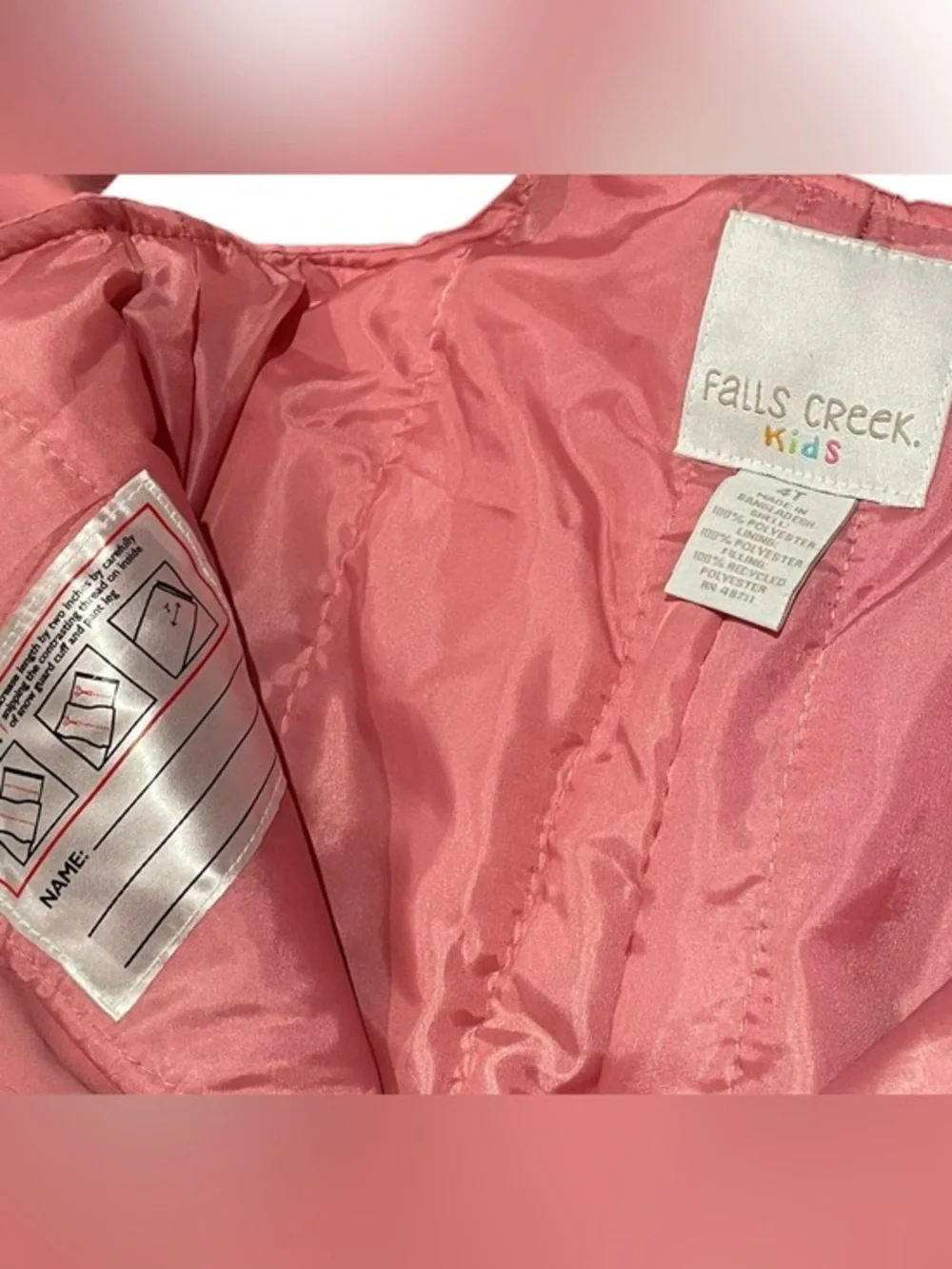 4T Snowpants Pink Bibs Overalls Falls Creek Girls Winter Snow Pants Size 4